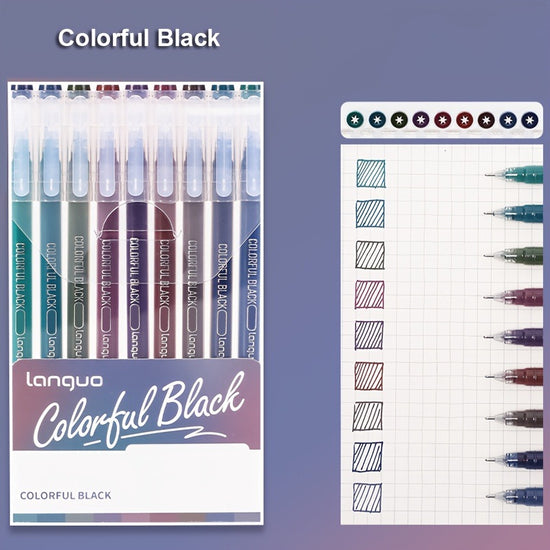 Colorful Black 9PCS/SetGel Pen Set - Vibrant Multi-Color Writing Instruments for Creativity