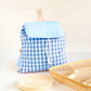 Blue Trendy Gingham Checkered Canvas Backpack | Aesthetic Student School Bag | Casual Daily Travel Daypack