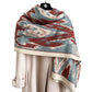 Blue and Dark Red New Style Buttoned Shawl – Double-Sided Winter Scarf with Ethnic Pattern, Faux Cashmere Feel for Travel and Fashion
