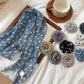 2 Pcs Light Grey Plaid Pattern Rose Flower Thin Scarf – Elegant and Versatile Neck Wrap for Women