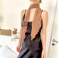 2 Pcs Black Fruit Pattern Rose Flower Thin Scarf – Elegant and Versatile Neck Wrap for Women