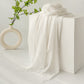 White Cotton and linen scarves - Elegant, solid-color, lightweight shawls, soft and comfortable, suitable for pairing with various outfits.