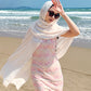 Khaki Cotton and linen scarves - Elegant, solid-color, lightweight shawls, soft and comfortable, suitable for pairing with various outfits.
