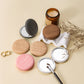 2 Pcs Grey Portable Wooden-Style Makeup Mirror - Dual-Sided High-Definition Compact Mirror