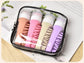 Combination A Travel silicone refillable water bottle set – multi-functional soft-press dispenser with brush and storage bag (4-pack)