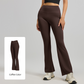 L Coffee High-Waisted Flared Yoga Pants – Sculpting & Slimming Fitness Leggings