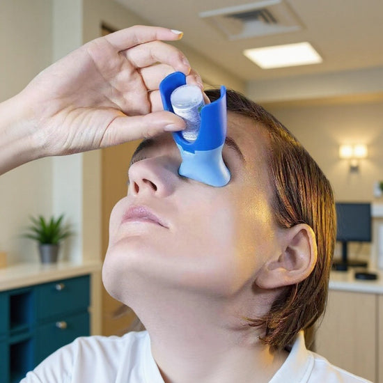 Light Blue and Dark Blue Eye Drop Applicator – Safe & Hygienic Eyedrop Dispenser for Precise Application