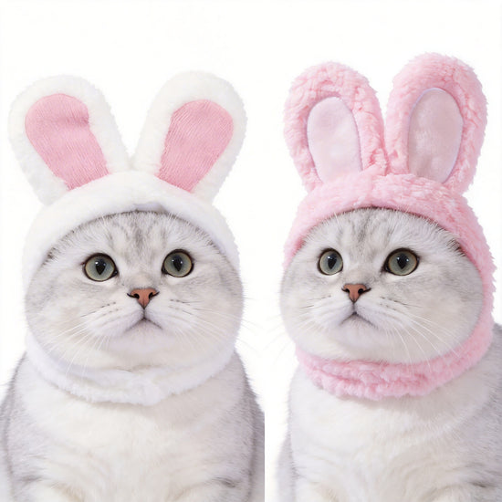 2 Pcs White Adorable Bunny Ears Cat Hat – Soft Plush Pet Costume Headband for Cats
