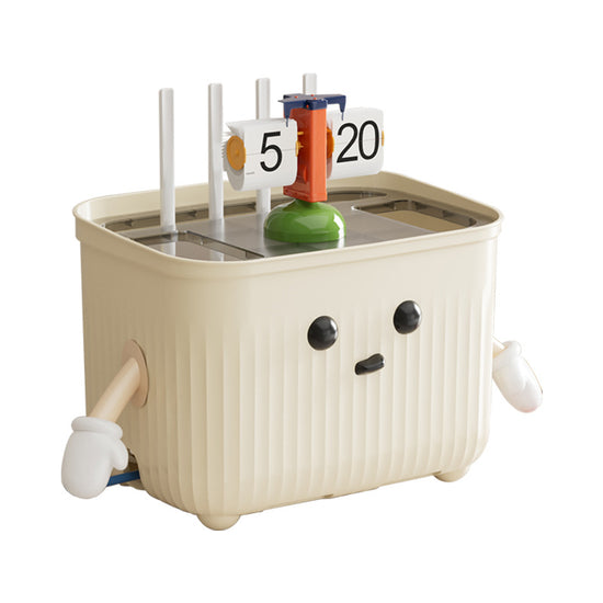 Beige Router Storage Box – Multi-Layer Cable Management Organizer for Home Wi-Fi Equipment