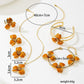 Orange Floral Enamel Jewelry Set – Five-Piece Alloy Accessory Collection with Minimalist Botanical Design