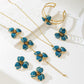 Blue Floral Enamel Jewelry Set – Five-Piece Alloy Accessory Collection with Minimalist Botanical Design
