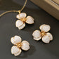 White Floral Enamel Jewelry Set – Five-Piece Alloy Accessory Collection with Minimalist Botanical Design