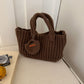 Brown Handcrafted Crochet Tote Bag – Vintage-Style Woven Cotton-Yarn Look Bag