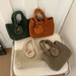 Dark Green Handcrafted Crochet Tote Bag – Vintage-Style Woven Cotton-Yarn Look Bag