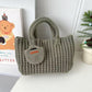 Light Green Handcrafted Crochet Tote Bag – Vintage-Style Woven Cotton-Yarn Look Bag