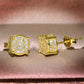 Gold Unisex Round Crystal Stud Earrings – Full-Pave Micro-Set Alloy Ear Jewelry