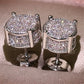 Silver Unisex Round Crystal Stud Earrings – Full-Pave Micro-Set Alloy Ear Jewelry