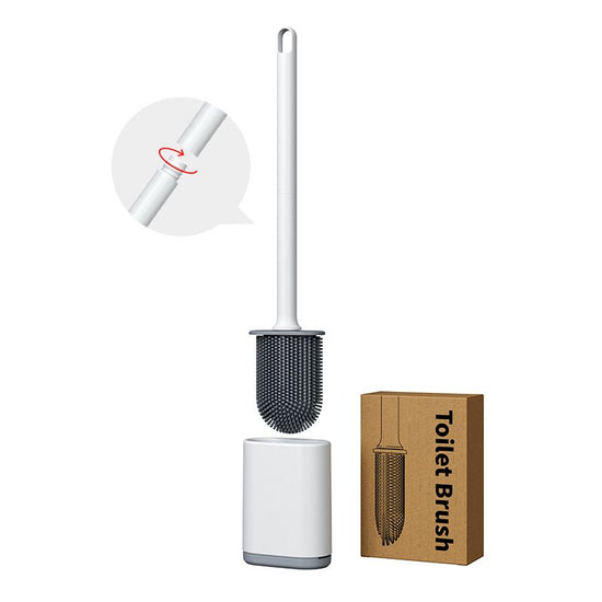 White Wall-Mountable Toilet Brush Set – Soft-Tip 360° Cleaning System