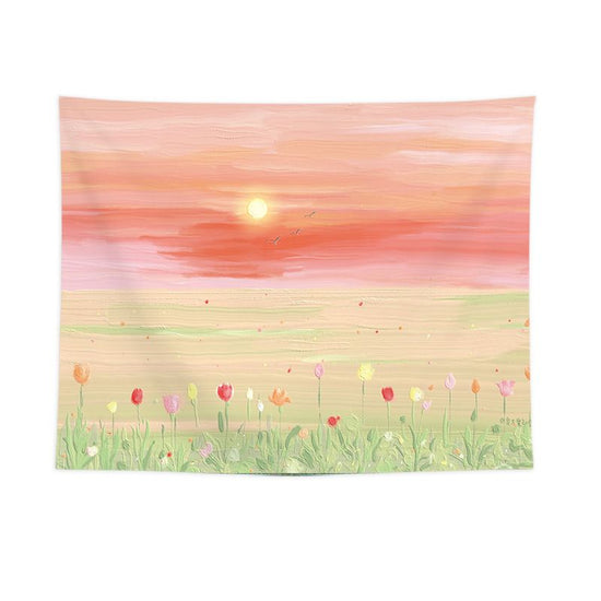 Morning Glory and Dawn Pattern Wall Tapestry 200x150cm - Soft Plush Fabric Hanging for Bedroom, Living Room, Dorm Decor - Includes Mounting Kit for Easy Installation