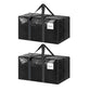 2 Pack Extra Heavy Duty Large Moving Bags with Strong Zipper & Comfortable Handles, Sturdy & Durable Clothes Storage Bags Totes Bins,  Packing Moving Boxes for Clothes, Bedding, Dorm & Travel, Black
