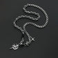 Silver Hip-hop style titanium steel black gemstone spliced star cross necklace, unisex trendy streetwear design collarbone chain