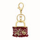 Blue Sparkling Rhinestone Lock Keychain - 3D Mini Handbag Charm with Alloy & Canvas Detail, Perfect Gift for Her