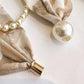 Light Green 2-in-1 Magnetic Pearl Scarf & Necklace Set - Floral Print Polyester Neck Wrap with Detachable Bead Chain