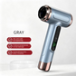 Gray wireless Hair Dryer with Cold & Hot Air, Portable Large-Capacity Rechargeable Ionic Dryer, Fast-Drying, Lightweight and Compact for Home and Travel