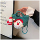 Green Handmade Crochet Santa Claus Bag – Festive Christmas Knitted Shoulder Purse with Stocking Charm