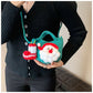 Green Handmade Crochet Santa Claus Bag – Festive Christmas Knitted Shoulder Purse with Stocking Charm