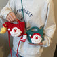 Green Handmade Crochet Santa Claus Bag – Festive Christmas Knitted Shoulder Purse with Stocking Charm