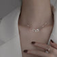 Silver Minimalist Double Rectangle Necklace – Geometric Zirconia Clavicle Chain with Adjustable Extender 