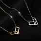 Silver Minimalist Double Rectangle Necklace – Geometric Zirconia Clavicle Chain with Adjustable Extender 