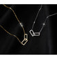 Silver Minimalist Double Rectangle Necklace – Geometric Zirconia Clavicle Chain with Adjustable Extender 