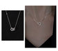 Silver Interlocking Double Ring Necklace – Minimalist Zirconia Clavicle Chain with Adjustable Extender