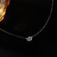 Silver Interlocking Double Ring Necklace – Minimalist Zirconia Clavicle Chain with Adjustable Extender