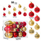Red and Gold 50-Piece Assorted Christmas Bauble Set – Shatterproof Ornaments with Mixed Finishes for Holiday Tree Decor