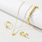 4-Piece Daisy Flower Jewelry Set – Gold Tone Stainless Steel Necklace, Bracelet, Ring & Earrings