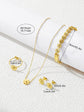 4-Piece Daisy Flower Jewelry Set – Gold Tone Stainless Steel Necklace, Bracelet, Ring & Earrings