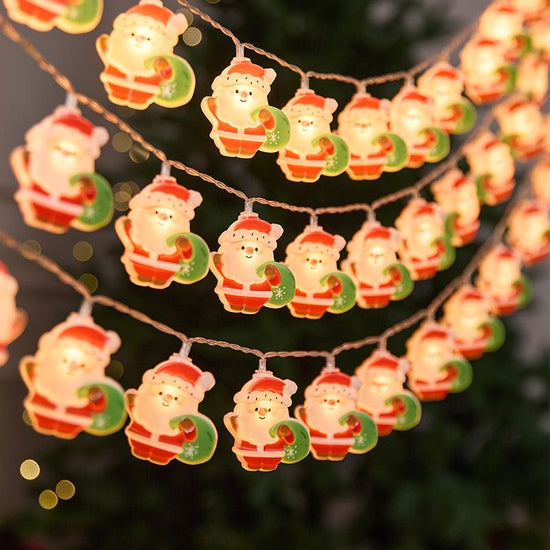 Cute Christmas Character LED String Lights – 6M 40-Light Santa Claus Battery Operated Fairy Lights for Tree & Window Decor