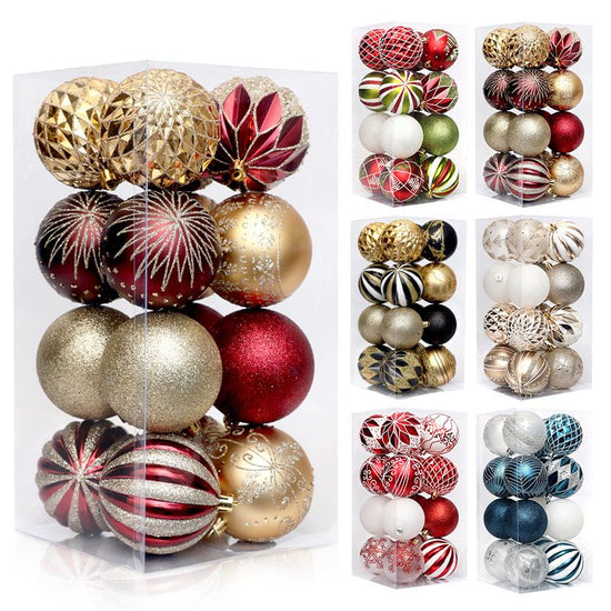 Blue and White Color Scheme 16-Piece Luxury Christmas Bauble Set – Assorted Glitter & Patterned PVC Ornaments for Holiday Tree Decor