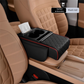 Black and red Car Central Armrest Box Raiser Pad with Cup Holder, Tissue Box & Phone Storage – 4-in-1 Multi-Functional Design