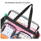 Black Clear Multi-Pocket Tote Bag – Waterproof & Organized Carryall with Front Zipper Pockets and Adjustable Strap