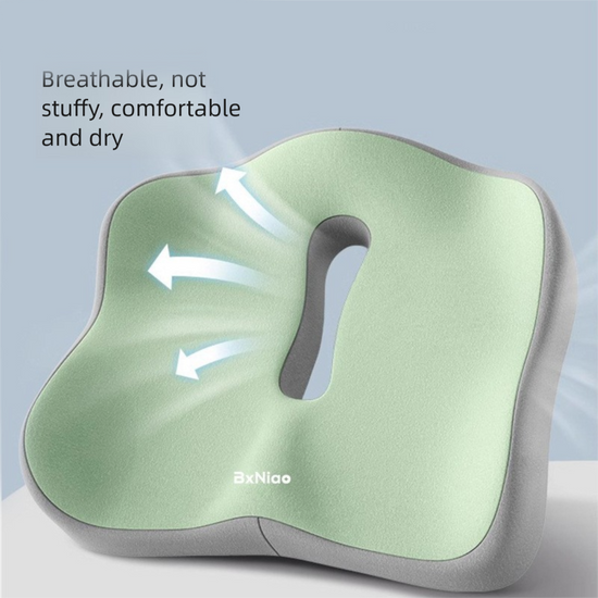 Beige and grey two-tone Ergonomic Memory Foam Seat Cushion – Coccyx Relief for Office, Car and Long Sitting
