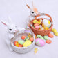 White Easter Rabbit Resin Decor with Basket – Festive Home Ornament for Spring and Holiday Display
