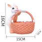 Orange Easter Rabbit Resin Decor with Basket – Festive Home Ornament for Spring and Holiday Display