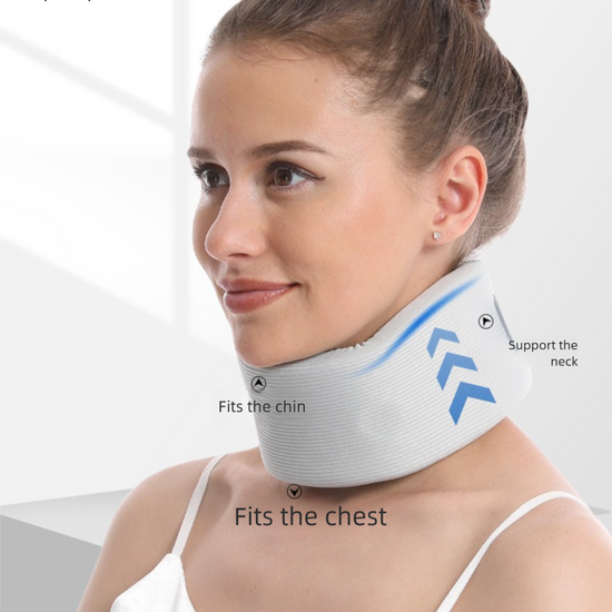 Skin color Neck Support Brace for Posture Correction – Cervical Collar with Cooling Fabric and Adjustable Fit for Office, Driving and Daily Use