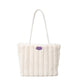 White Faux Fur Tote Bag with Large Capacity, Soft Plush Material & Adjustable Handle – Stylish Shoulder Handbag for Women, Perfect for Daily Commute and Casual Wear