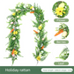 Easter Artificial Garland – 200cm Decorative Vine with Eggs, Carrots, Flowers and Leaves for Table Centerpiece or Party Decoration
