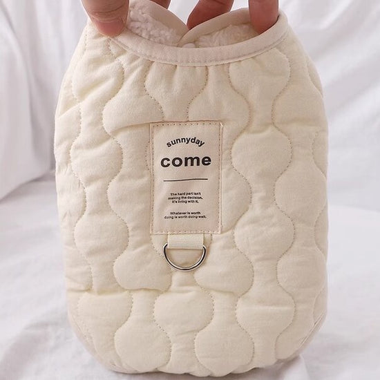 Beige Winter Dog Vest for Small and Medium Breeds – Thickened Warm Quilted Coat with Soft Fleece Lining, Adjustable Fit for Dogs and Cats(Size: 2XL)